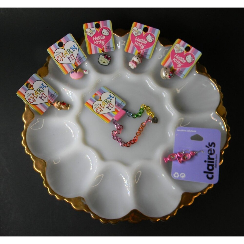 Charm It! Charm Rainbow Bracelet Hello Kitty Fortune Cookie Earrings Gift NEW